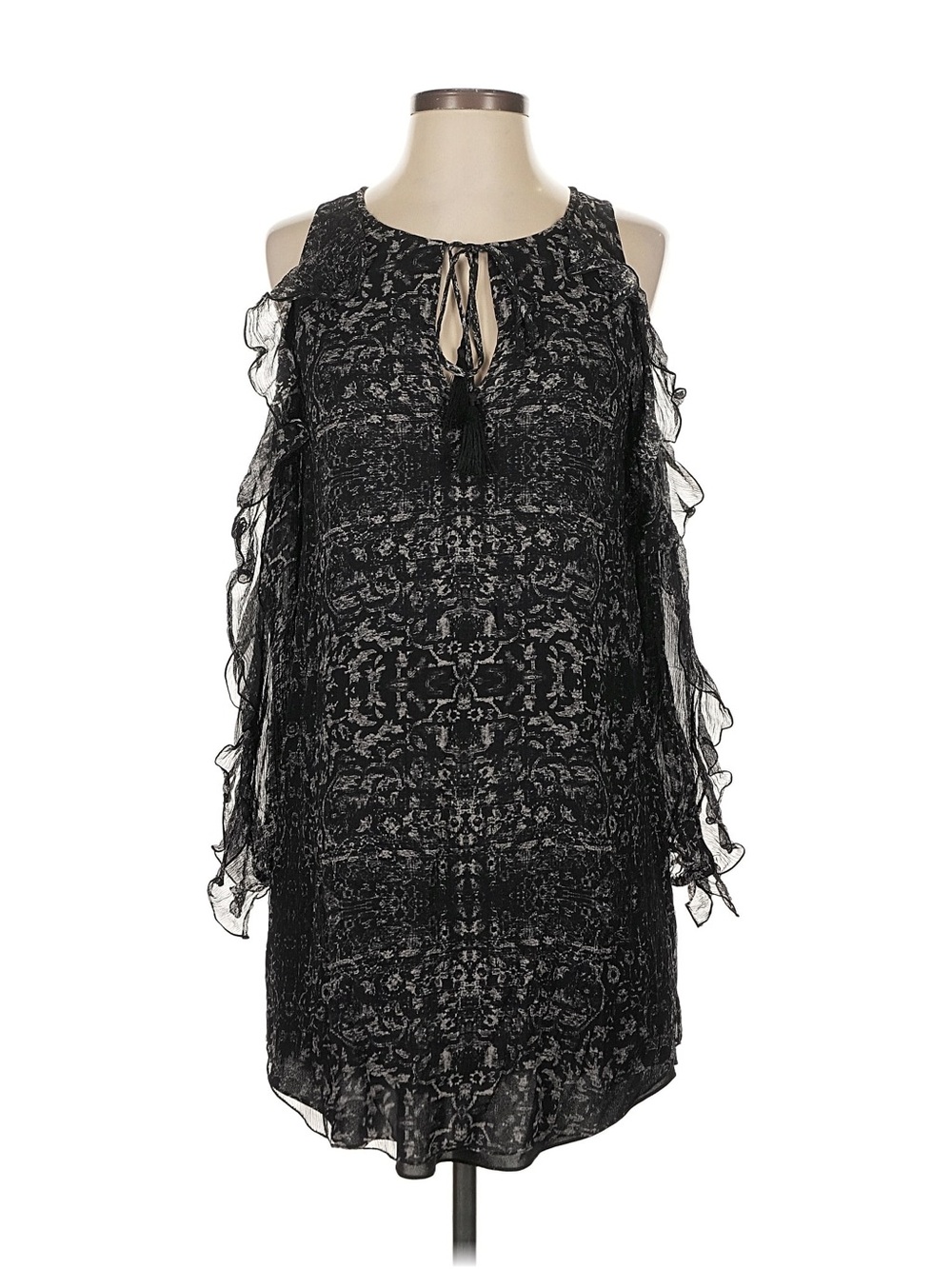 Haute Hippie Silk Cold-Shoulder Ruffle Mini Dress
